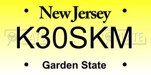 K30SKM New Jersey License Plate