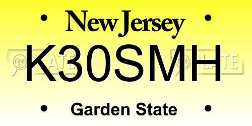 K30SMH New Jersey License Plate