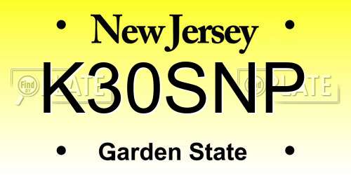 K30SNP New Jersey License Plate