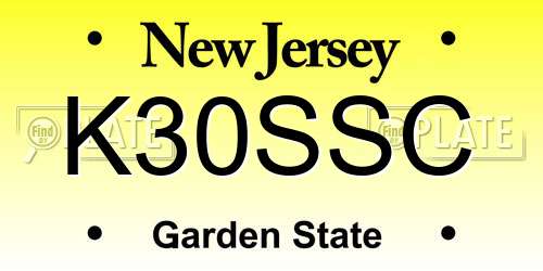 K30SSC New Jersey License Plate