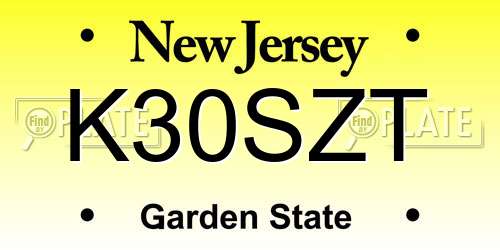 K30SZT New Jersey License Plate