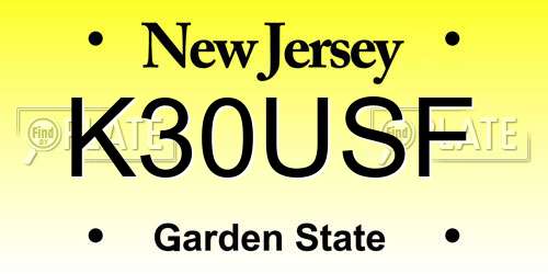 K30USF New Jersey License Plate