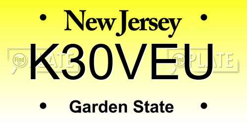 K30VEU New Jersey License Plate