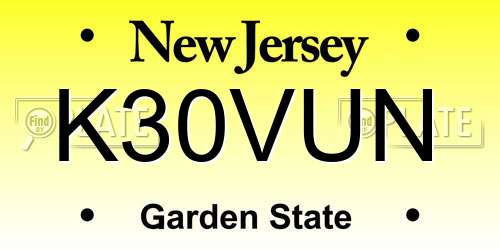 K30VUN New Jersey License Plate