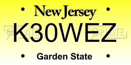 K30WEZ New Jersey License Plate