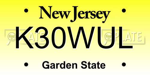 K30WUL New Jersey License Plate