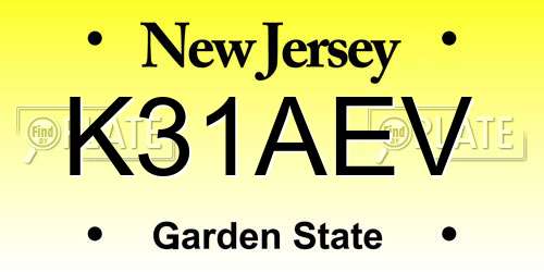 K31AEV New Jersey License Plate