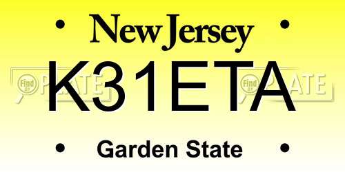 K31ETA New Jersey License Plate