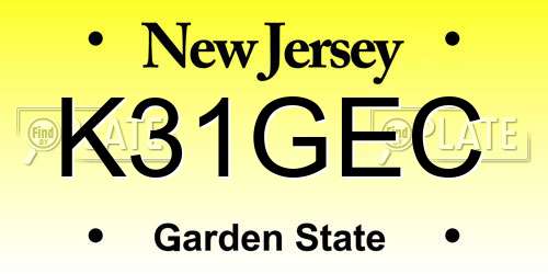 K31GEC New Jersey License Plate