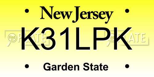 K31LPK New Jersey License Plate