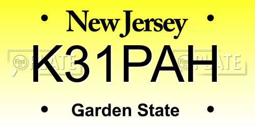 K31PAH New Jersey License Plate