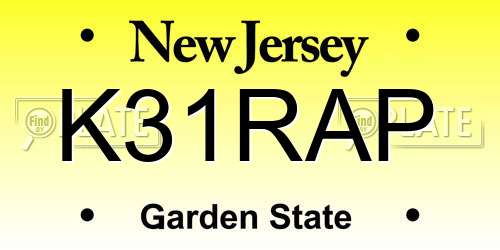K31RAP New Jersey License Plate