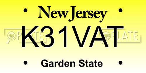 K31VAT New Jersey License Plate