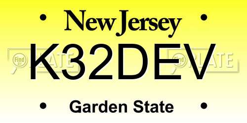 K32DEV New Jersey License Plate