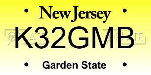 K32GMB New Jersey License Plate
