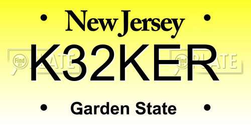 K32KER New Jersey License Plate