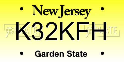 K32KFH New Jersey License Plate