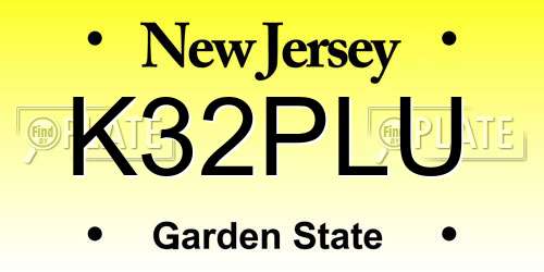 K32PLU New Jersey License Plate