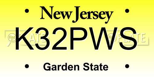 K32PWS New Jersey License Plate