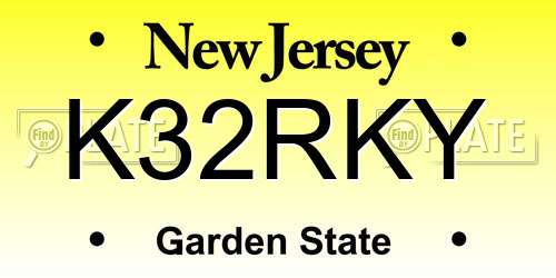 K32RKY New Jersey License Plate