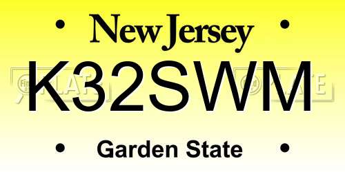 K32SWM New Jersey License Plate