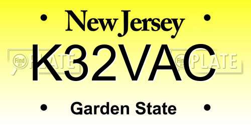 K32VAC New Jersey License Plate