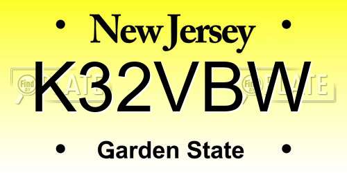 K32VBW New Jersey License Plate