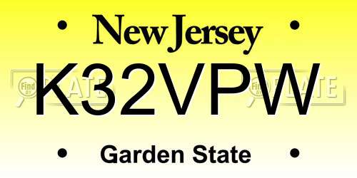 K32VPW New Jersey License Plate