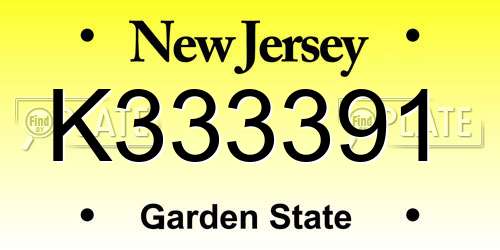 K333391 New Jersey License Plate