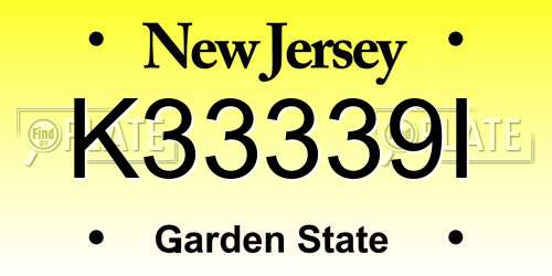 K33339I New Jersey License Plate