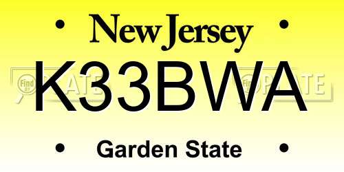 K33BWA New Jersey License Plate