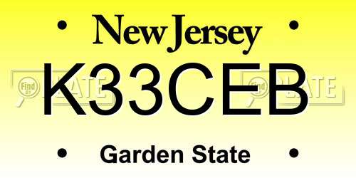 K33CEB New Jersey License Plate