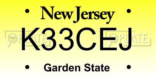 K33CEJ New Jersey License Plate
