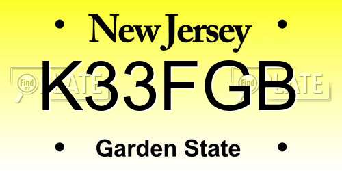 K33FGB New Jersey License Plate
