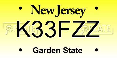 K33FZZ New Jersey License Plate