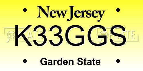 K33GGS New Jersey License Plate