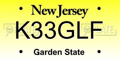 K33GLF New Jersey License Plate