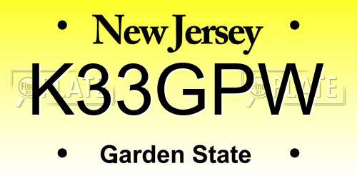 K33GPW New Jersey License Plate