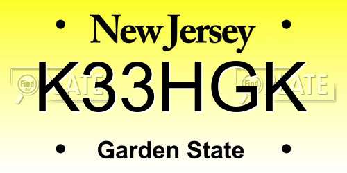 K33HGK New Jersey License Plate
