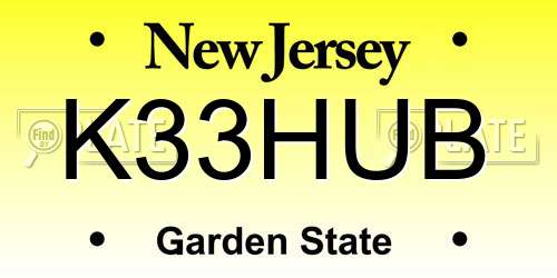 K33HUB New Jersey License Plate
