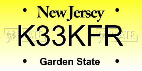 K33KFR New Jersey License Plate