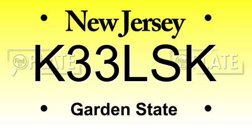 K33LSK New Jersey License Plate