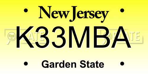K33MBA New Jersey License Plate