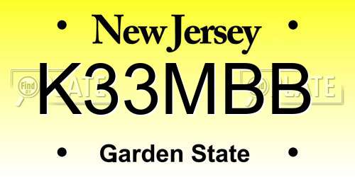 K33MBB New Jersey License Plate