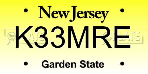 K33MRE New Jersey License Plate