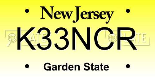 K33NCR New Jersey License Plate