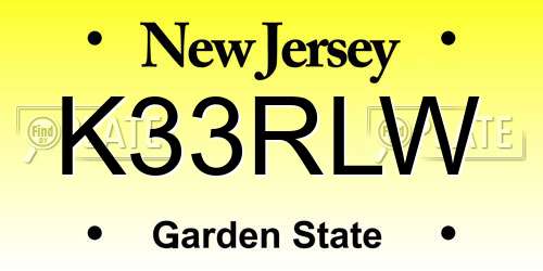 K33RLW New Jersey License Plate