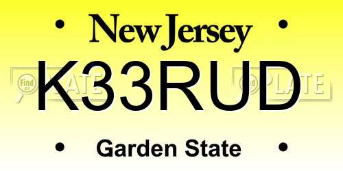 K33RUD New Jersey License Plate