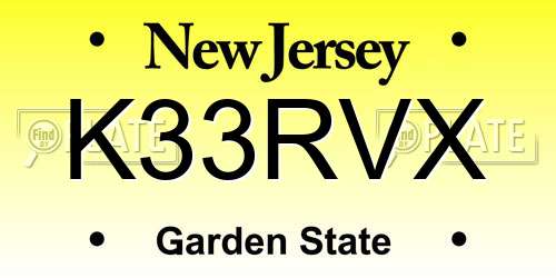 K33RVX New Jersey License Plate