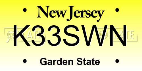 K33SWN New Jersey License Plate